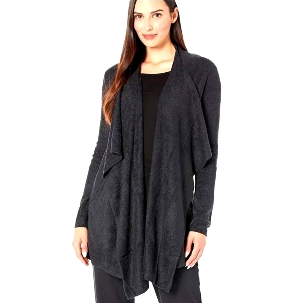 BAREFOOT DREAMS BLACK BAMBOO CHIC LITE CALYPSO CARDIGAN SWEATER WRAP WOMEN S/M